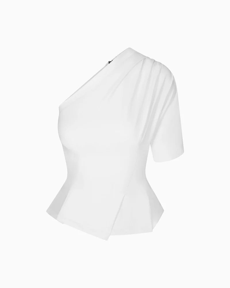 One shoulder Clinching Tee - 2 colors