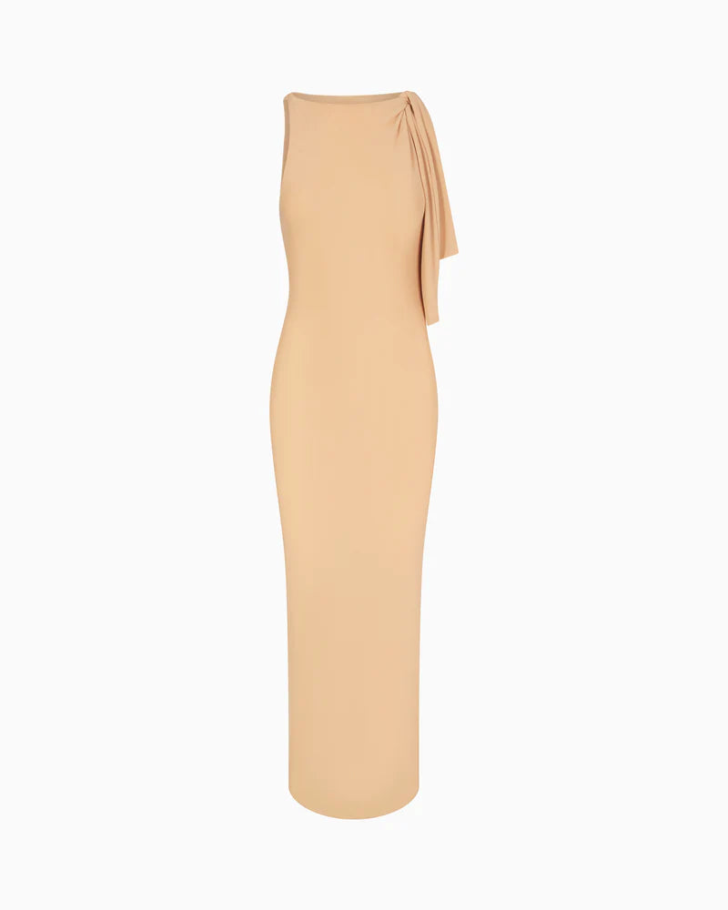 Mesh Stretch Knotted Maxi Dress