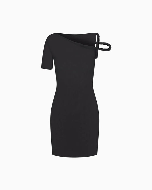 Mesh Stretch Twist Mini Dress